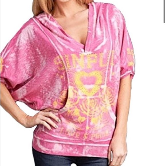 Sinful Tops - Sinful by Affliction 3/4 length sleeve sweatshirt